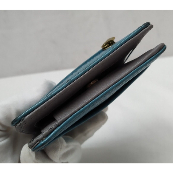 Fossil Blue Leather Credit Card ID Window Bifold Square Wallet - Picture 5 of 16